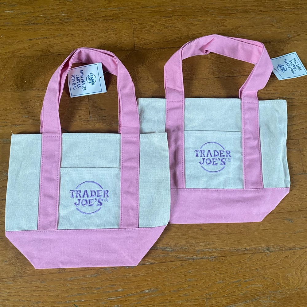 NWT Trader Joe’s Pink mini Tote Bags, set of 2.